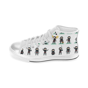 Cute ninja katana sword pattern Women's High Top Canvas Shoes White