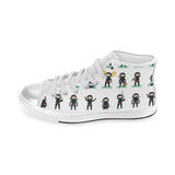Cute ninja katana sword pattern Women's High Top Canvas Shoes White