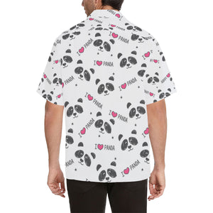 Hand Drawn faces of pandas pattern Men's All Over Print Hawaiian Shirt