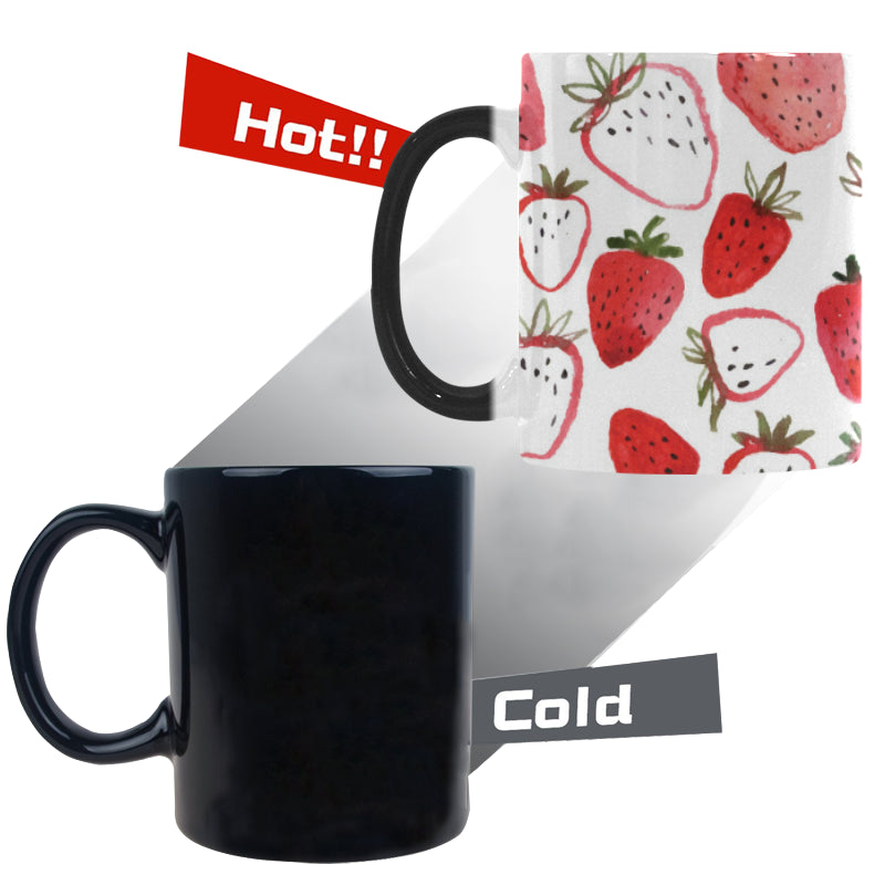 watercolor hand drawn beautiful strawberry pattern Morphing Mug Heat Changing Mug