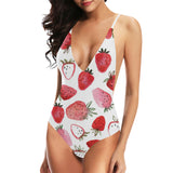 watercolor hand drawn beautiful strawberry pattern Women's One-Piece Swimsuit