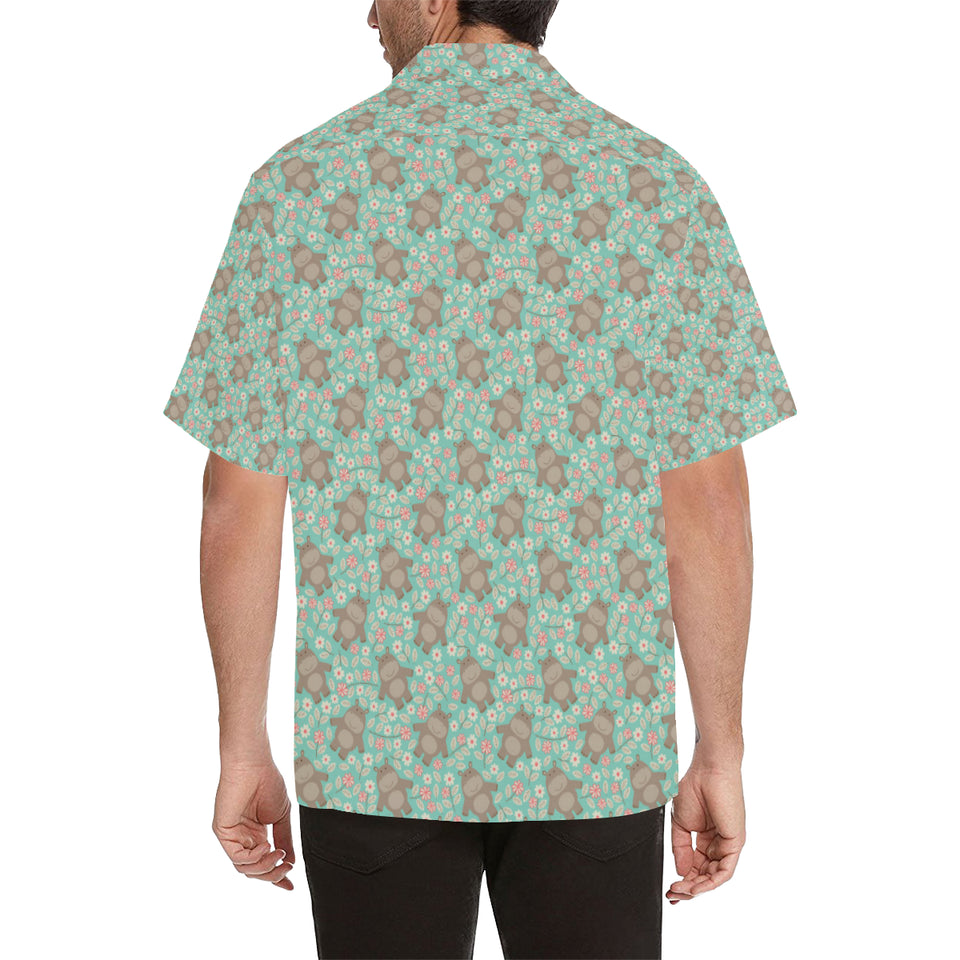 Hippopotamus Pattern Print Design 02 Men's All Over Print Hawaiian Shirt (Model T58)