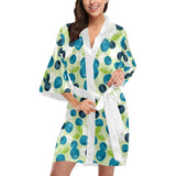 blueberry flower pattern Women's Short Kimono Robe