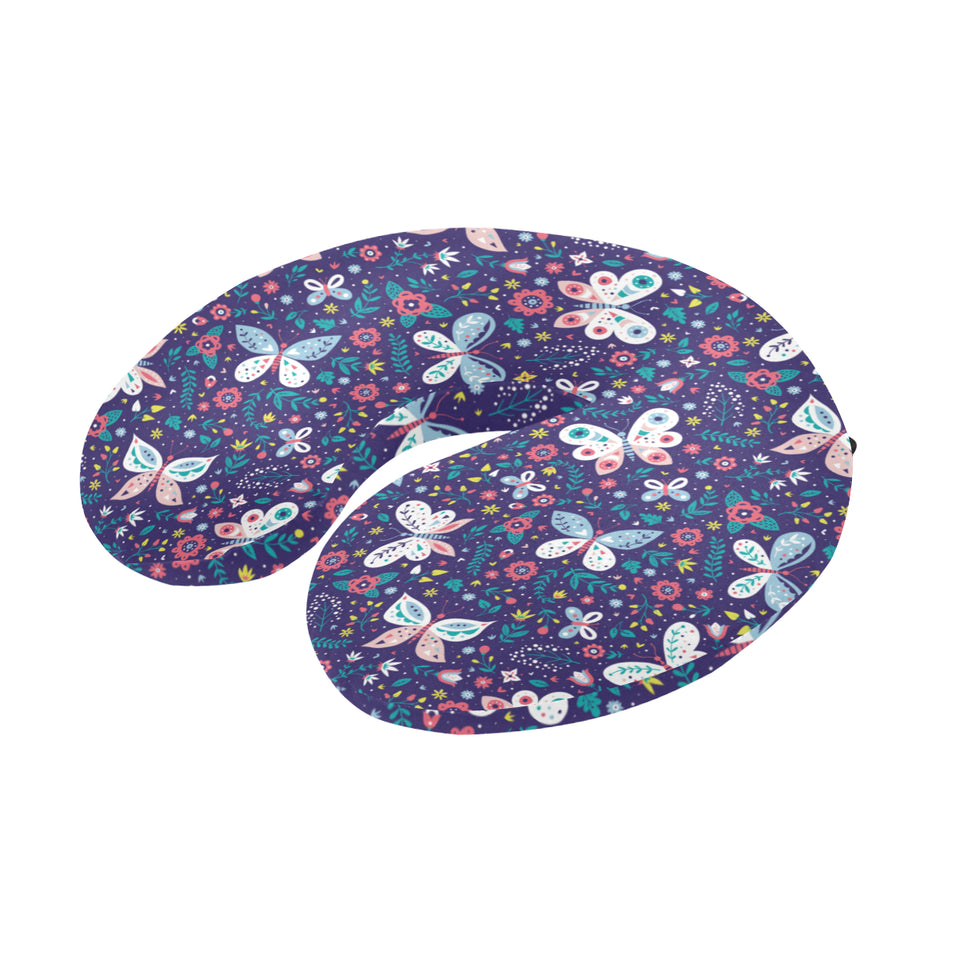 Colorful butterfly flower pattern.eps U-Shaped Travel Neck Pillow