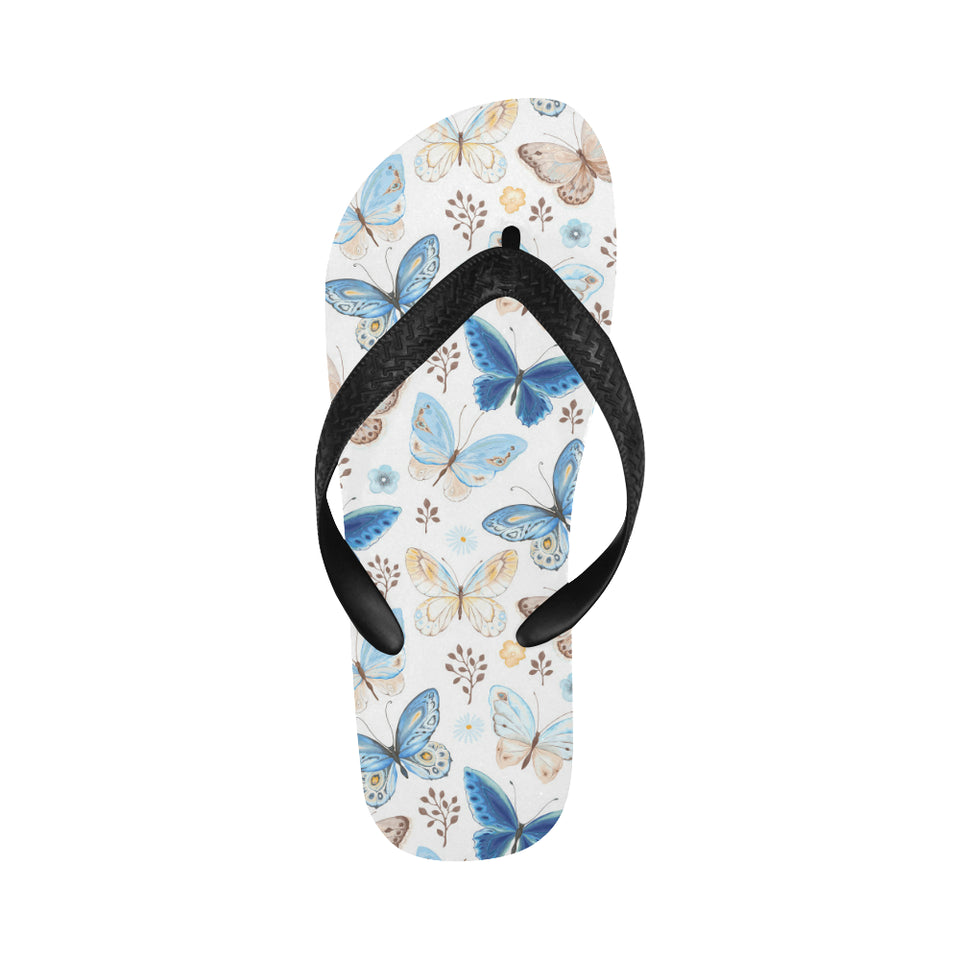 blue butterfly pattern Unisex Flip Flops