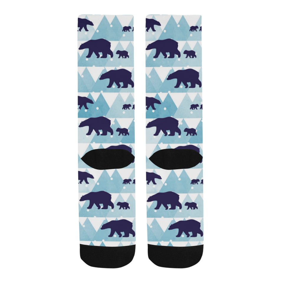 polar bear winter snow pattern Crew Socks