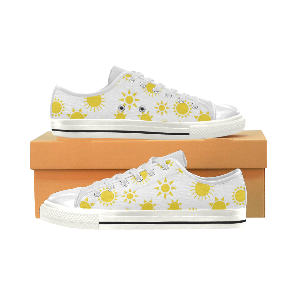 Sun pattern Women's Low Top Canvas Shoes White
