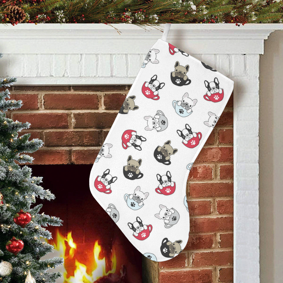 French bulldog cup paw pattern Christmas Stocking