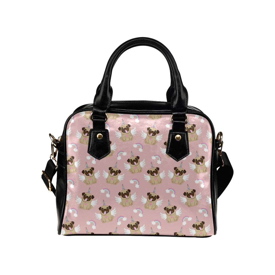 Cute unicorn pug pattern Shoulder Handbag