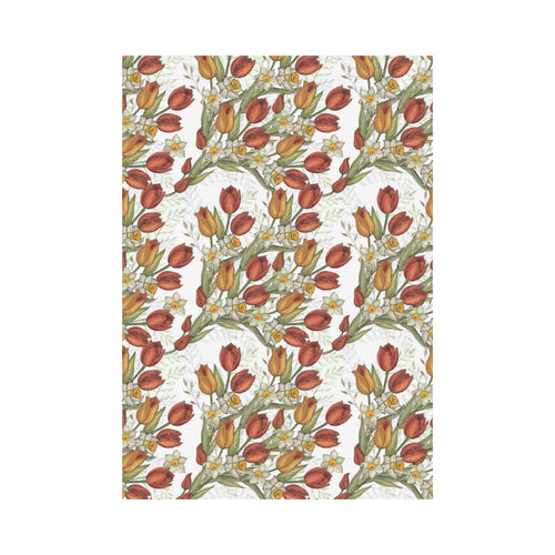 Red tulips and daffodils pattern House Flag Garden Flag