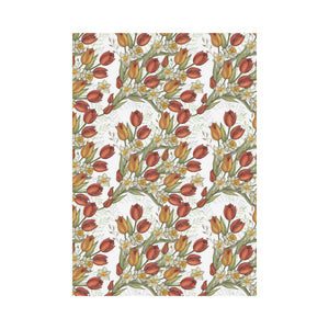 Red tulips and daffodils pattern House Flag Garden Flag