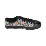 Colorful zebra skin pattern Men's Low Top Canvas Shoes Black