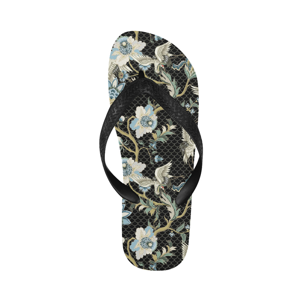 Japanese crane ornament elements Unisex Flip Flops