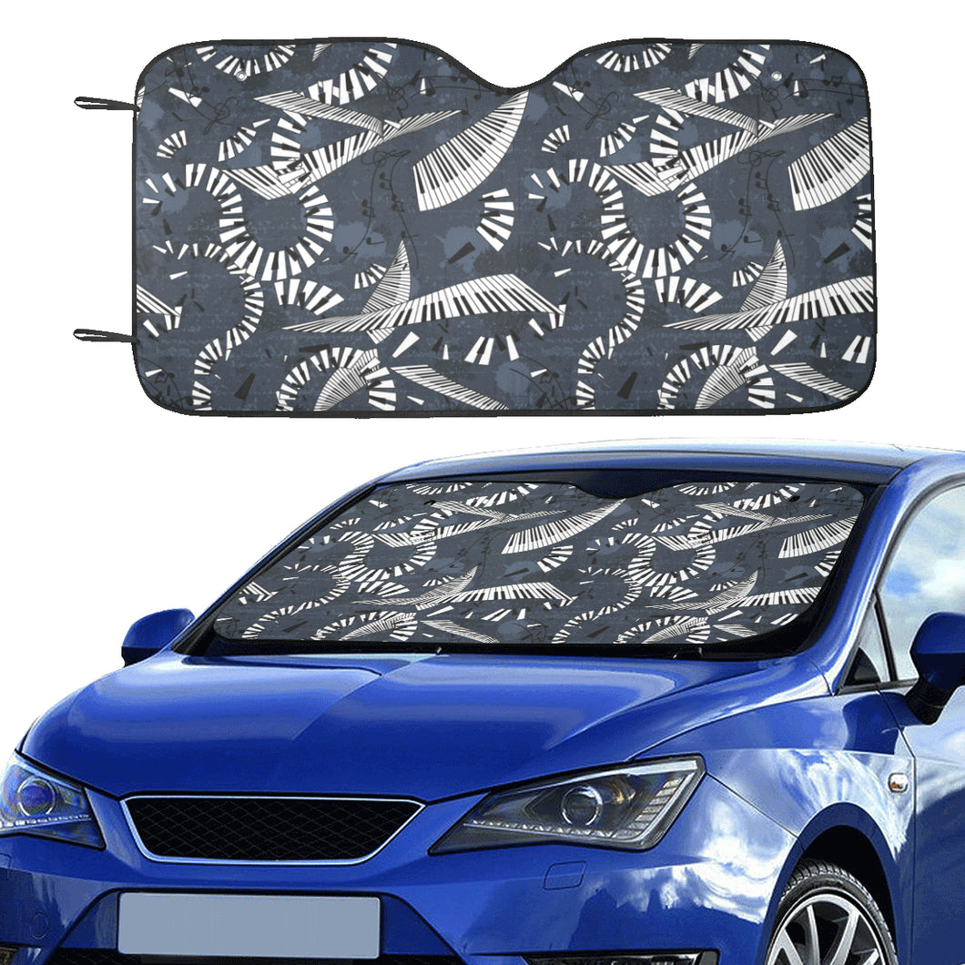 Piano Pattern Print Design 02 Car Sun Shade