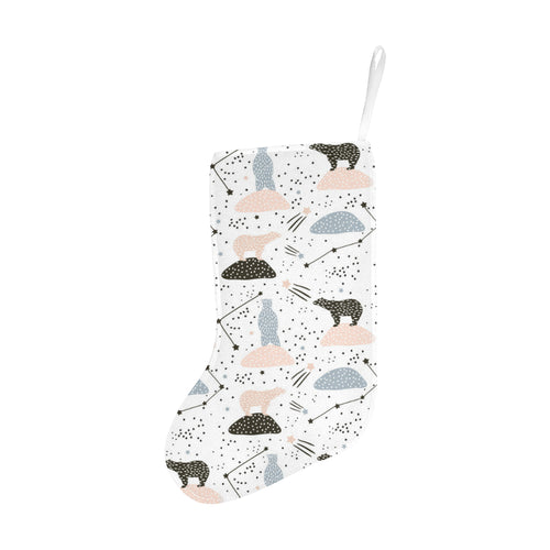 Polar bears star poka dot pattern Christmas Stocking