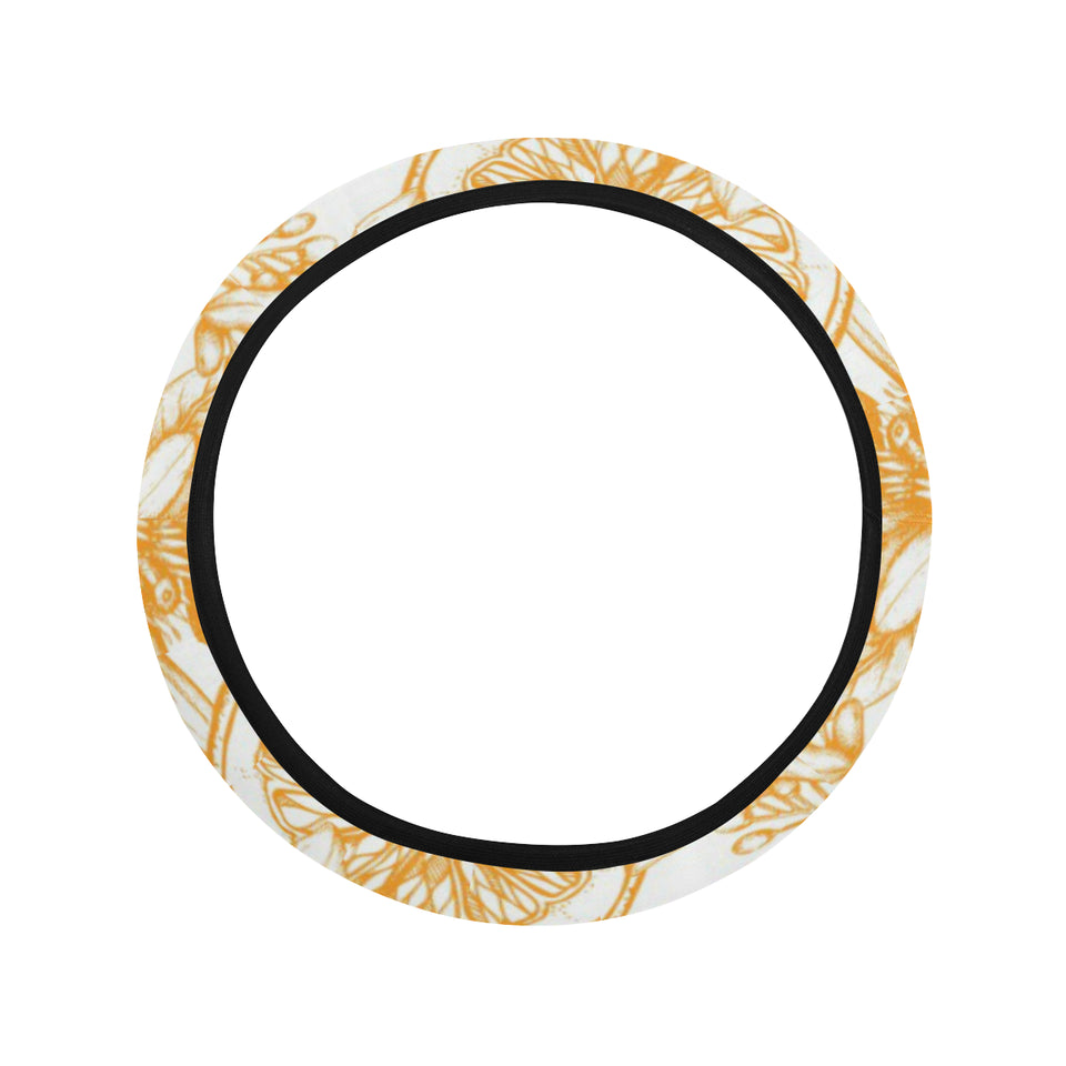 hand drawn orange fruit pattern Car Steering Wheel Cover