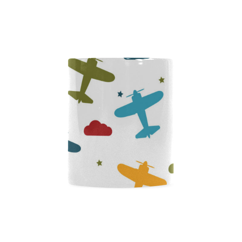 Airplane star cloud colorful Classical White Mug (Fulfilled In US)