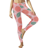 Grapefruit leaves flower pink background Women's Legging Fulfilled In US