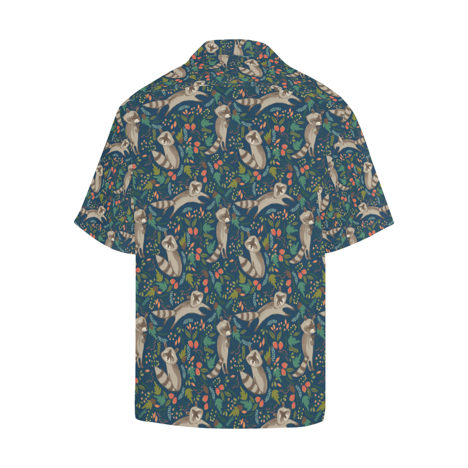 Raccoon tropical leaves pattern Men's All Over Print Hawaiian Shirt