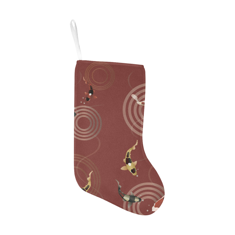 Koi Fish Carp Fish red background Christmas Stocking