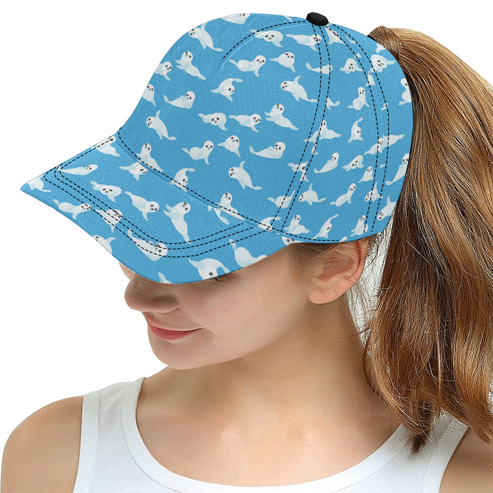 Cute sea lion seal pattern background All Over Print Snapback Cap