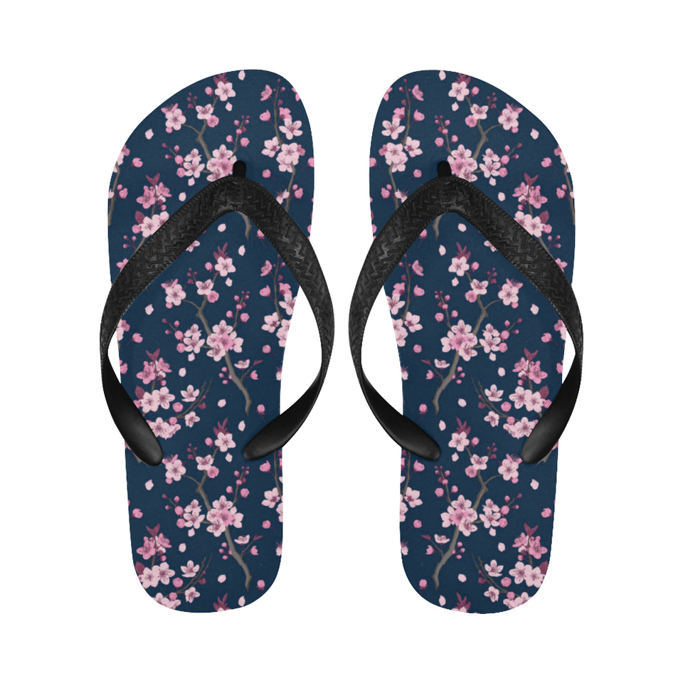 Purple seahorse blue coral pattern Unisex Flip Flops