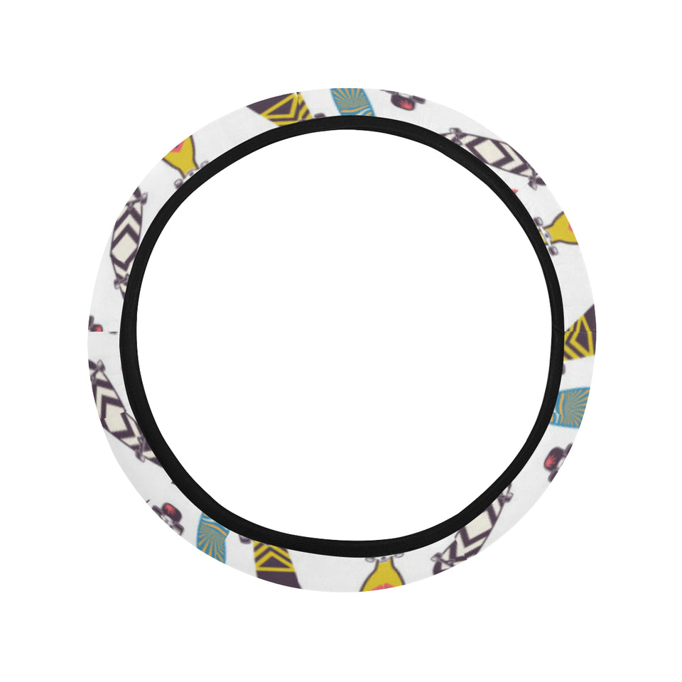 Skate Board Pattern Print Design 05 Car Steering Wheel Cover