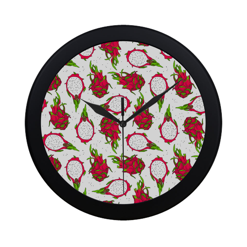 dragon fruits white background Elegant Black Wall Clock