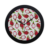 dragon fruits white background Elegant Black Wall Clock