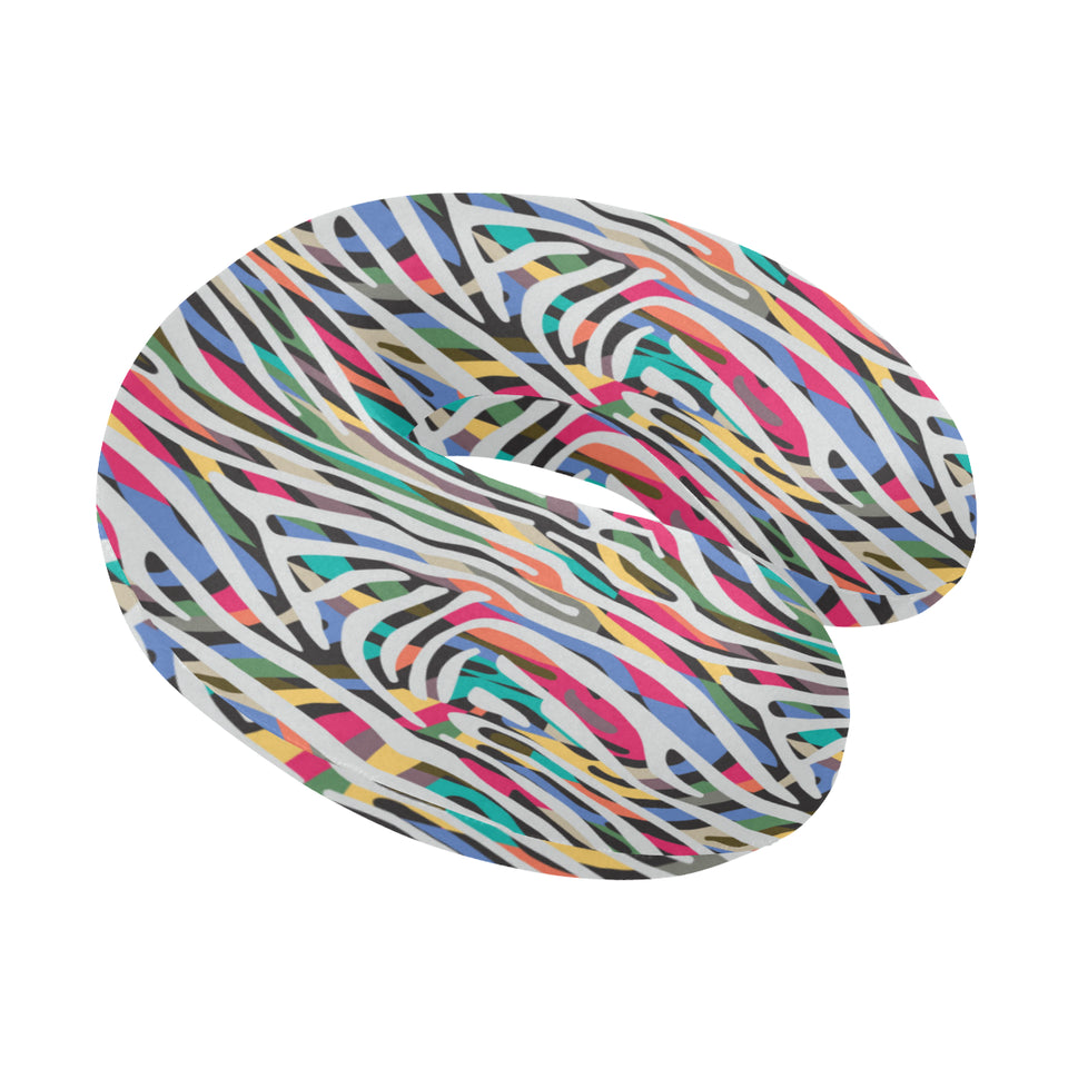 Colorful zebra skin pattern U-Shaped Travel Neck Pillow