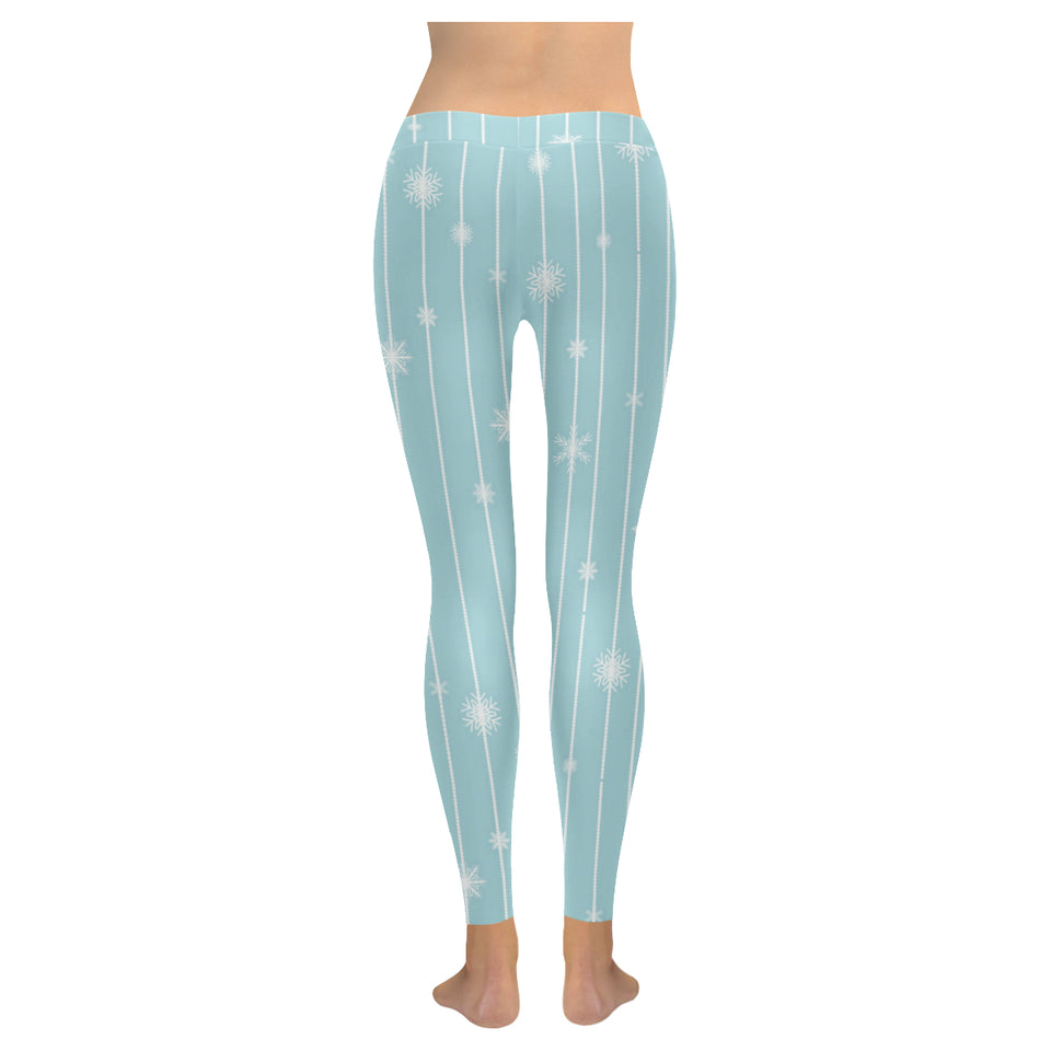 Snowflake pattern blue stripe background Women's Legging Fulfilled In US