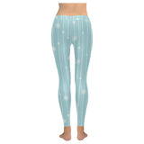 Snowflake pattern blue stripe background Women's Legging Fulfilled In US
