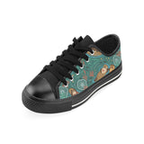 cute brown sea otters ornamental seaweed corals gr Men's Low Top Canvas Shoes Black