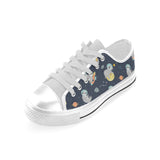 Cute sloth astronaut star planet rocket pattern Men's Low Top Shoes White