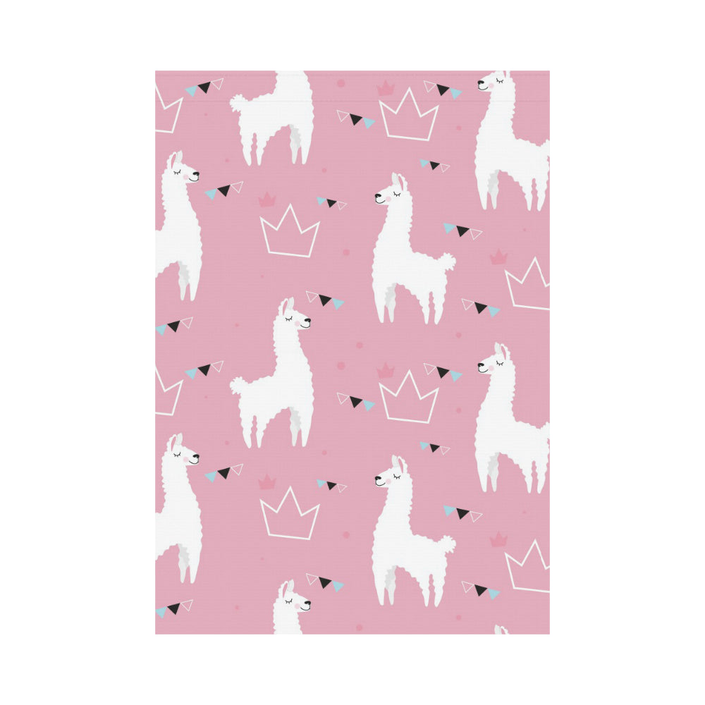 Llama Alpaca pink background House Flag Garden Flag