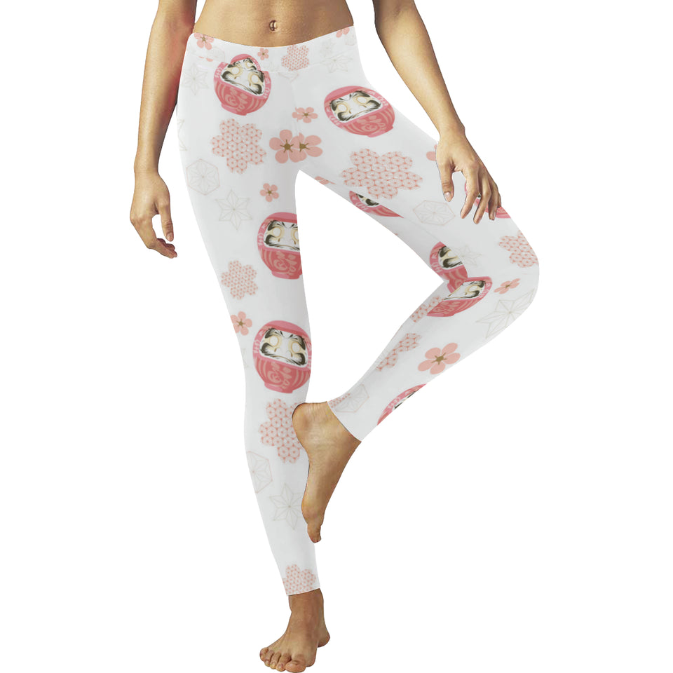 Daruma japanese wooden doll cherry blossom flower Women's Legging Fulfilled In US