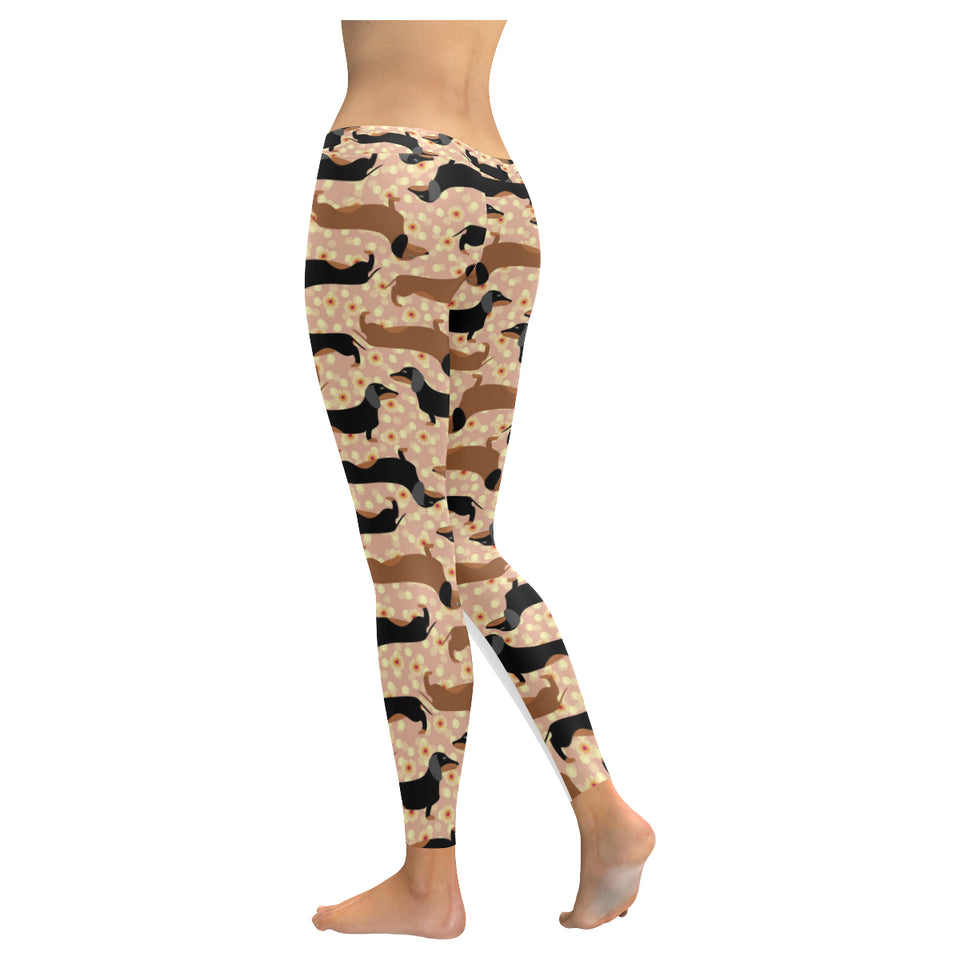 Dachshund floral background Women's Legging Fulfilled In US