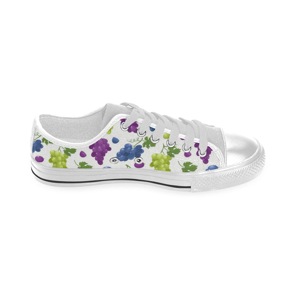 Grape pattern Men's Low Top Shoes White