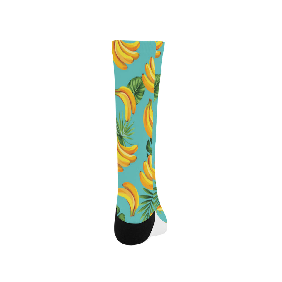Banana Palm Leaves pattern background Crew Socks