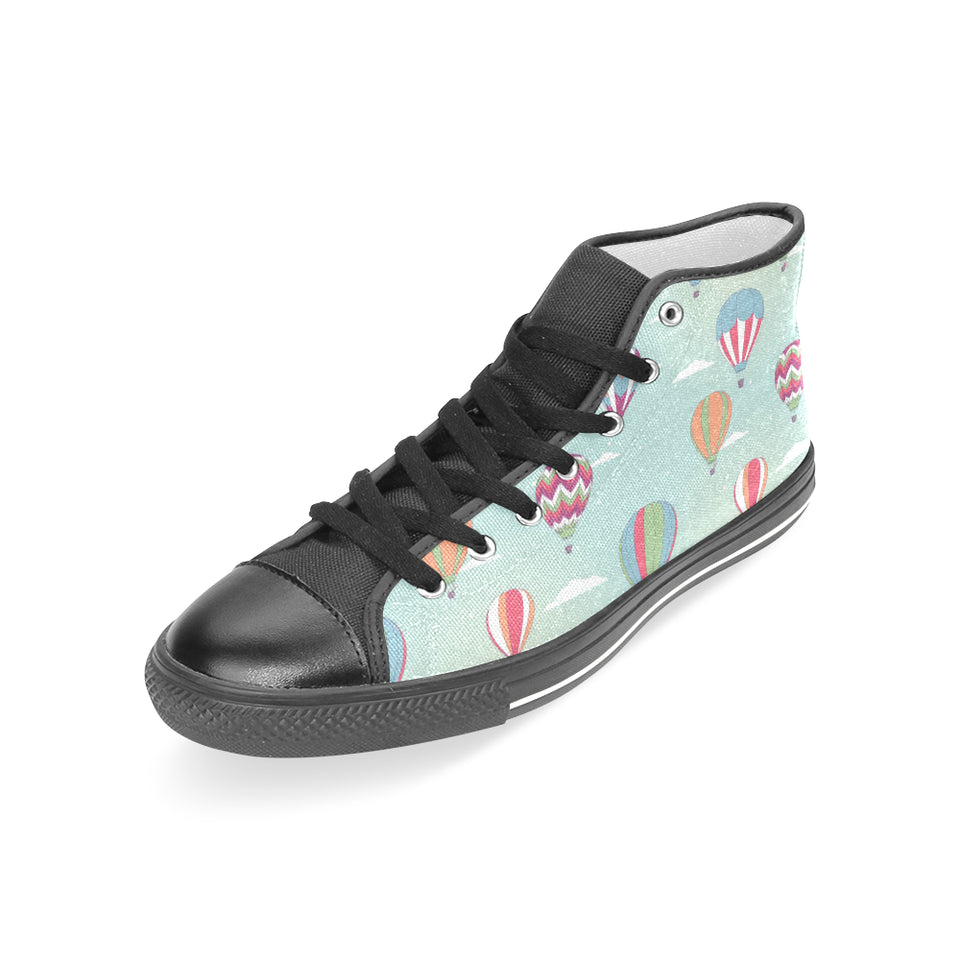 Hot Air Balloon design Pattern Women's High Top Canvas Shoes Black