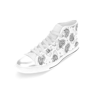 Hand drawn french fries pattern Women's High Top Canvas Shoes White