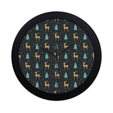 Deers star tree pattern Elegant Black Wall Clock