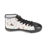 Cute Chihuahua puppie pattern Men's High Top Canvas Shoes Black