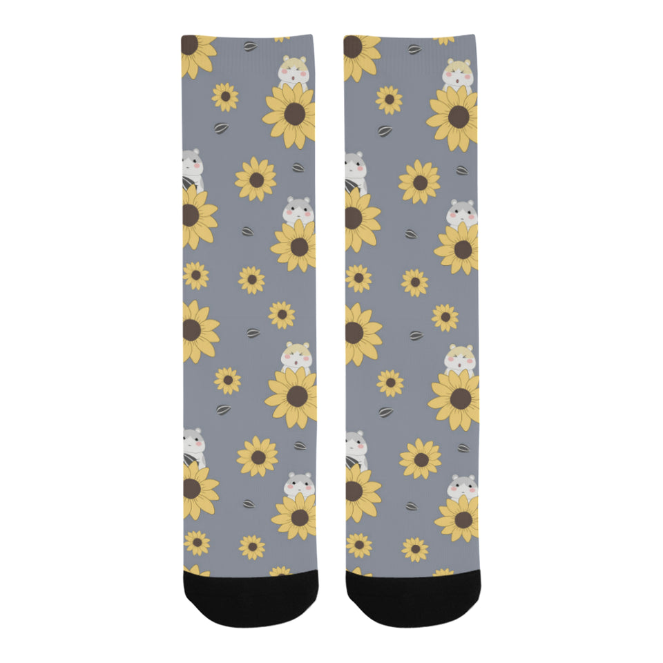 Cute hamster sunflower pattern background Crew Socks