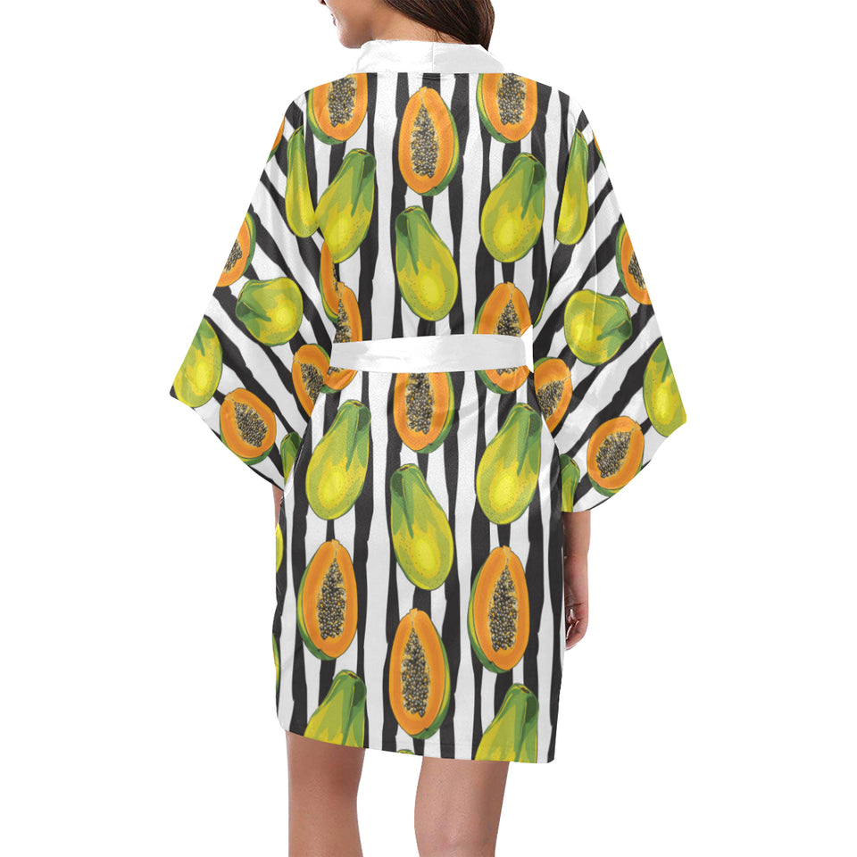 papaya design pattern Women's Short Kimono Robe