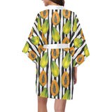 papaya design pattern Women's Short Kimono Robe