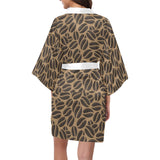 Coffee bean on brown background Women's Short Kimono Robe