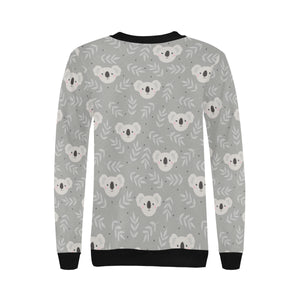 Cute koala leaves pattern Women's Crew Neck Sweatshirt