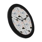 Polar bears star poka dot pattern Elegant Black Wall Clock