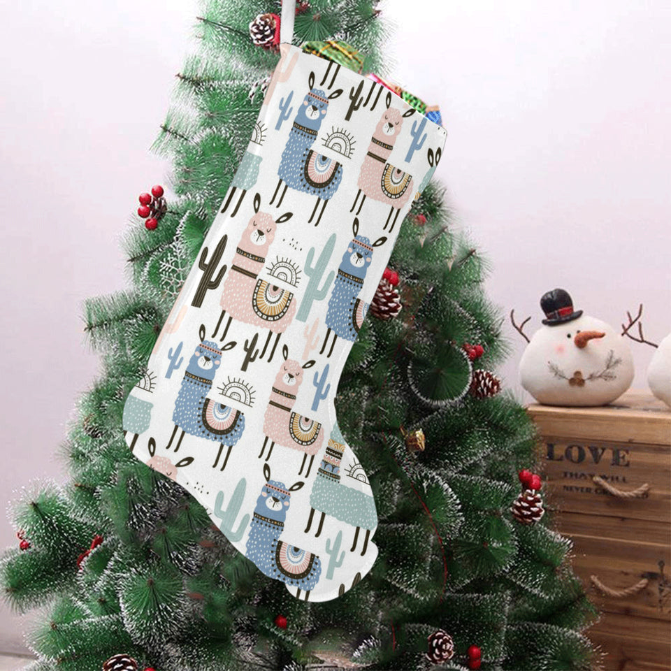lama Alpaca cactus hand drawn pattern Christmas Stocking